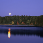 Image of Walden Pond with moon rise